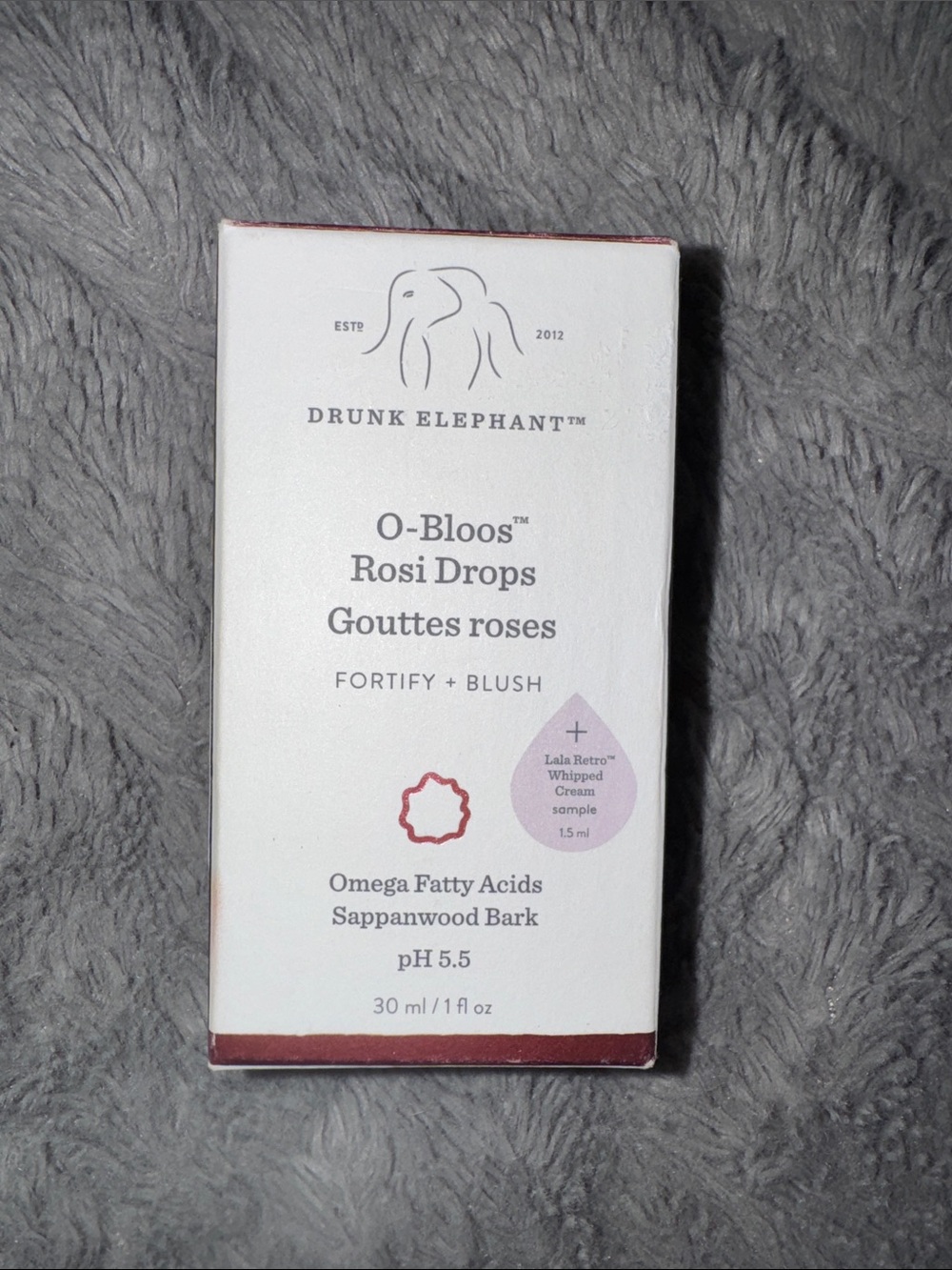 Drunk Elephant O-Bloos Rosi Drops - Blush White Box with Pink Accents